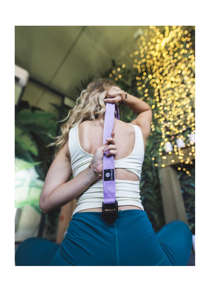 Sangle de yoga lilas fourreau